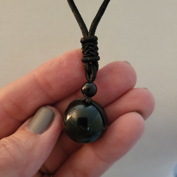 Obsidian Stone Necklace Chain Length 18" & Adjustable - Picture 1 of 3